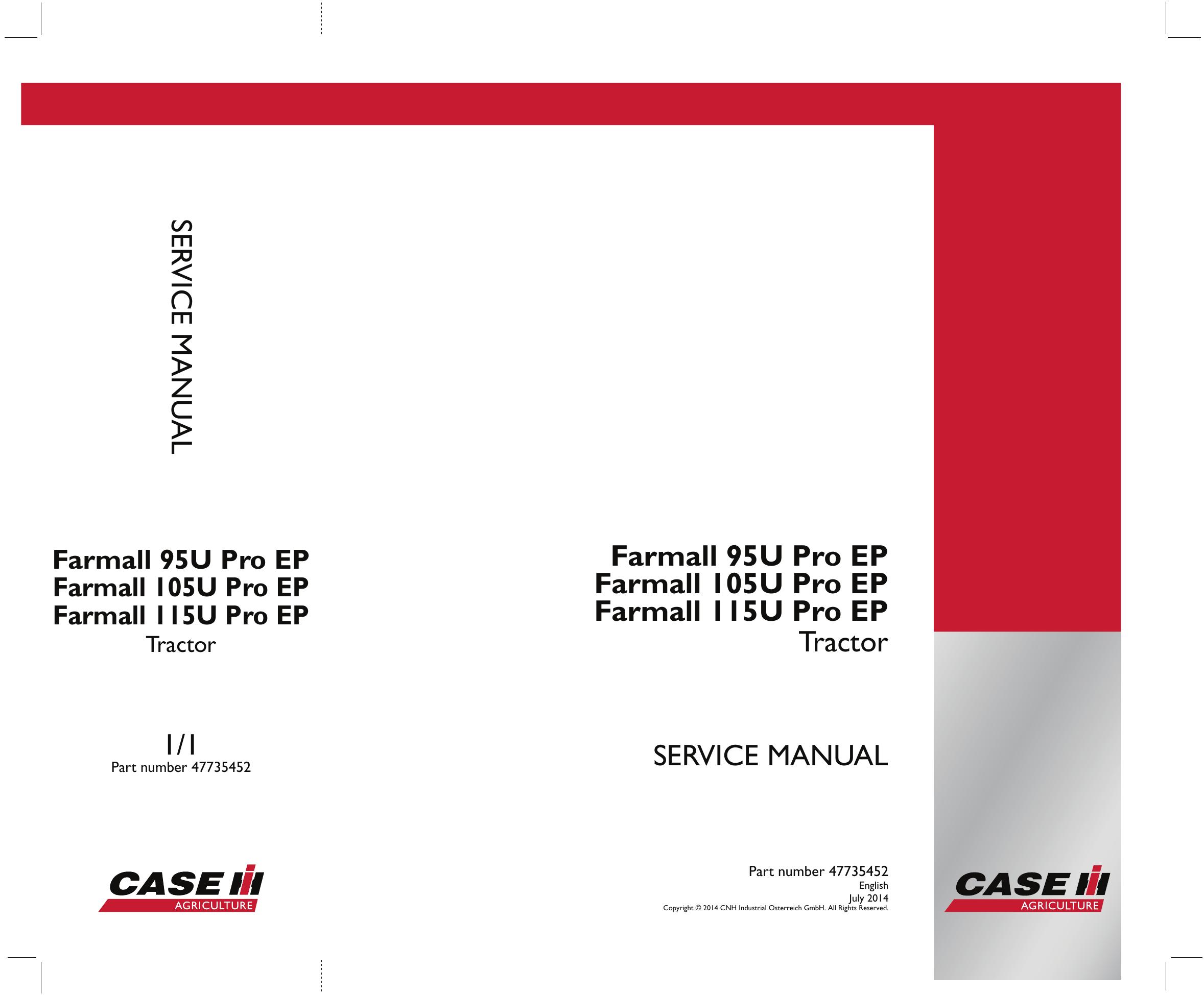 Case IH Farmall U115, 95U, 105U Service Manual